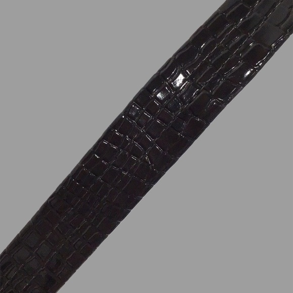 Vintage AIR STEP Black Patent Leather Croc Embossed Structured Shoulder Box Bag - Picture 9 of 13